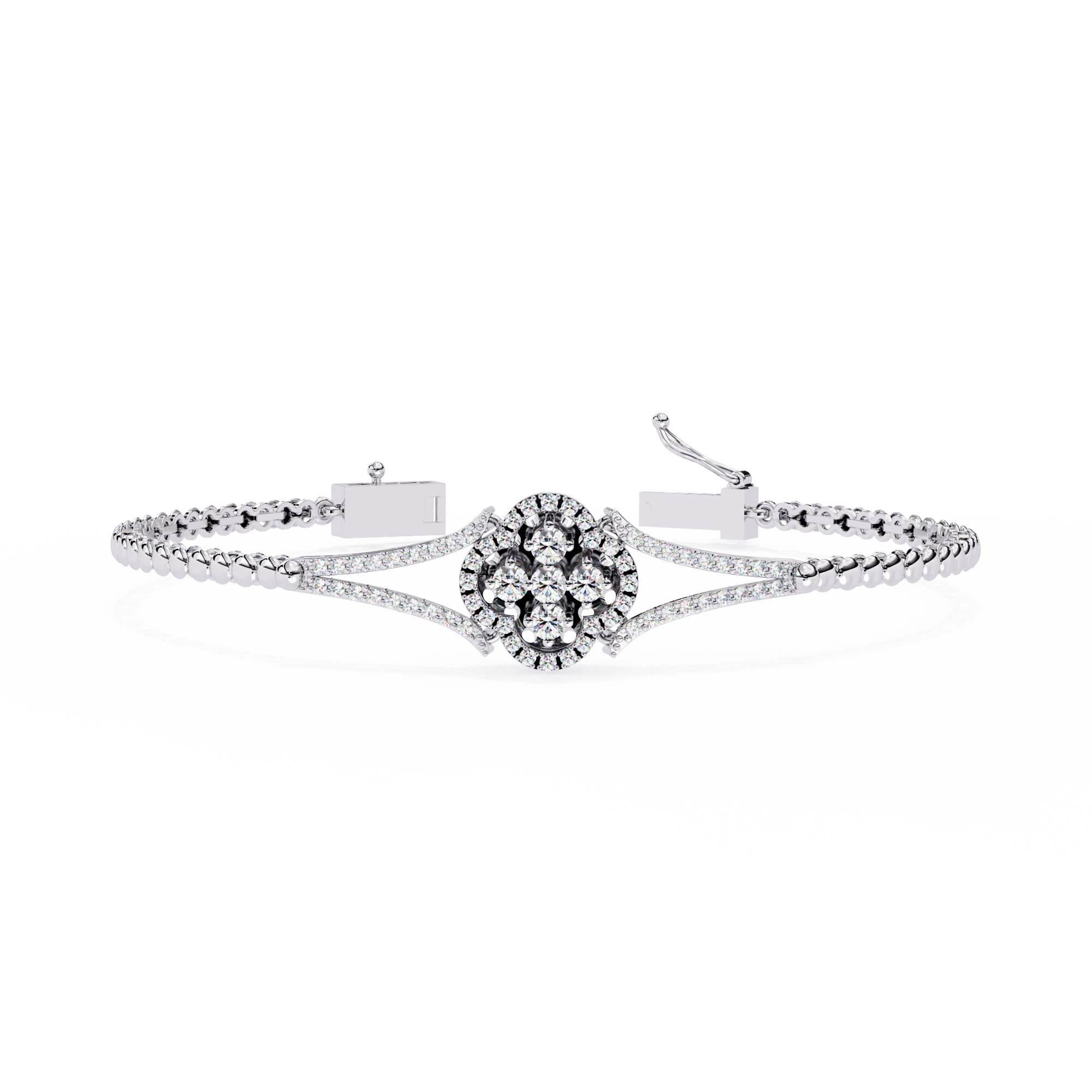 Solitairekart 0.5ct Clover Natural Diamond Bracelet-HI Color, VS-SI Clarity